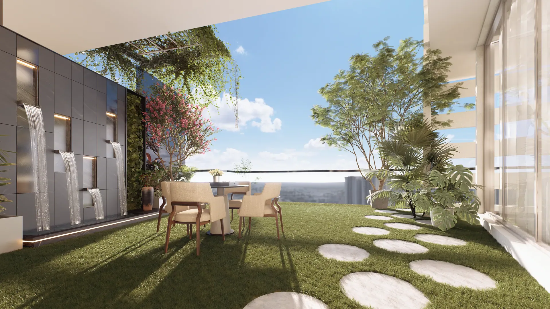 Upper living — render of a Lakhani Sky Homes duplex